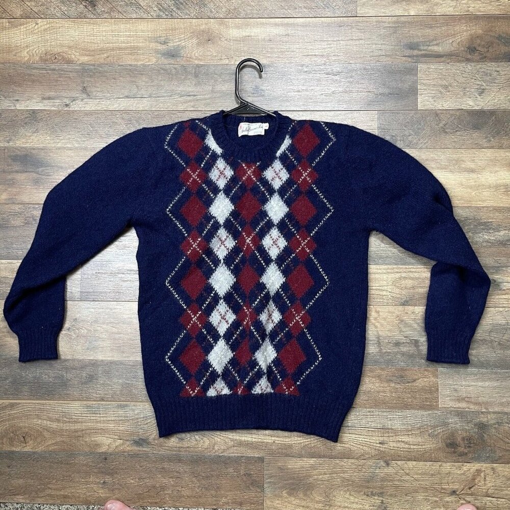 AVTG Archie Brown & Son Argyle Wool Sweater L | Made in England 100% Pure Wool